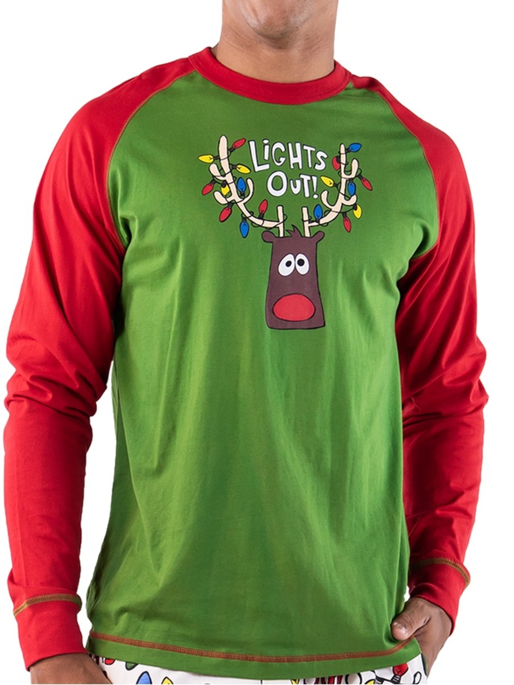 Lazy One Men’s Size Large Lights Out Reindeer Long Sleeve Tee